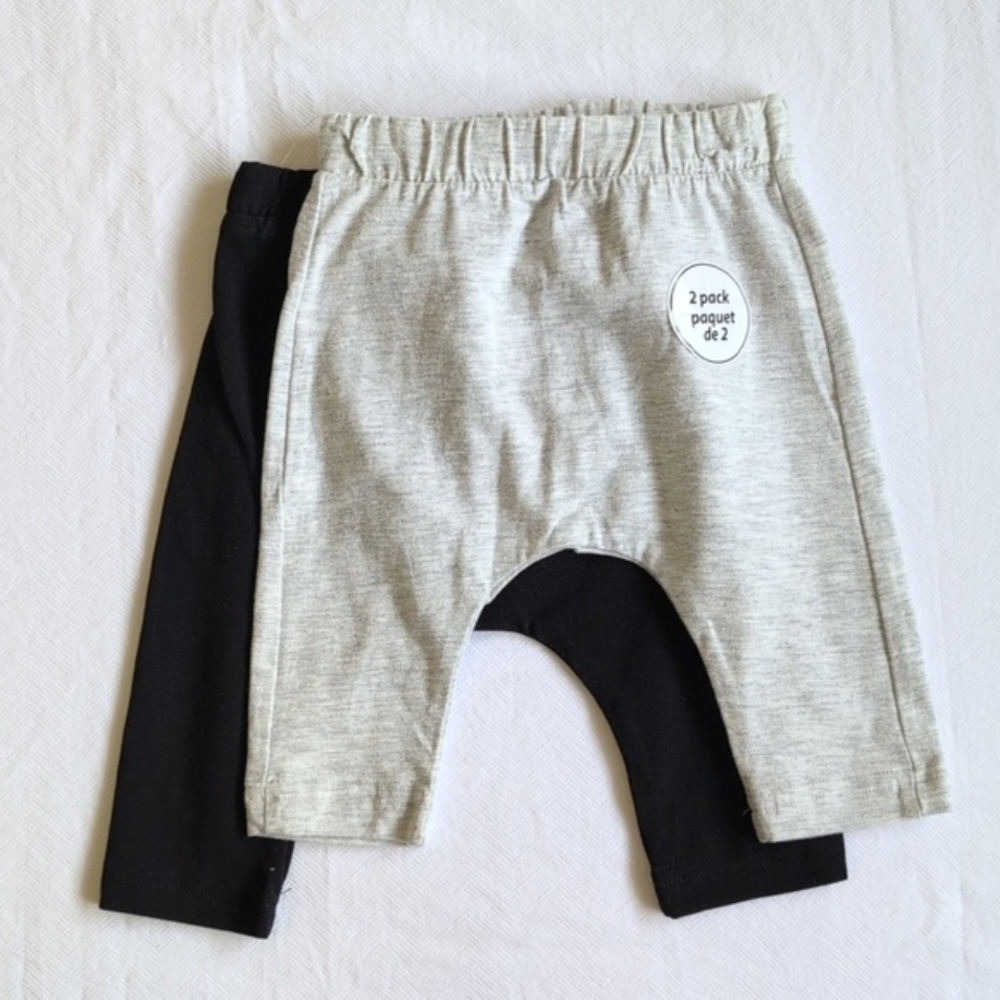 NEW george 2-pack stretch cotton harem style pants bundle 0-3 months baby